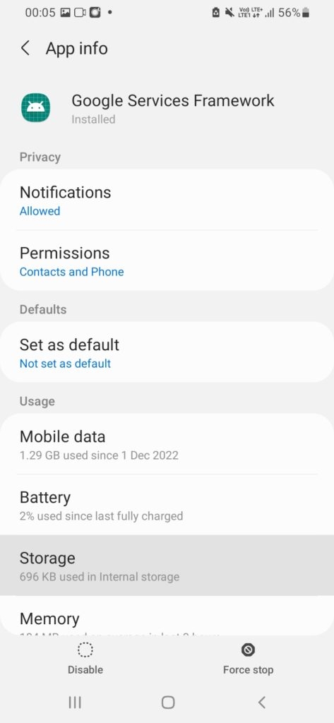 Impostazioni app Android - Errore 