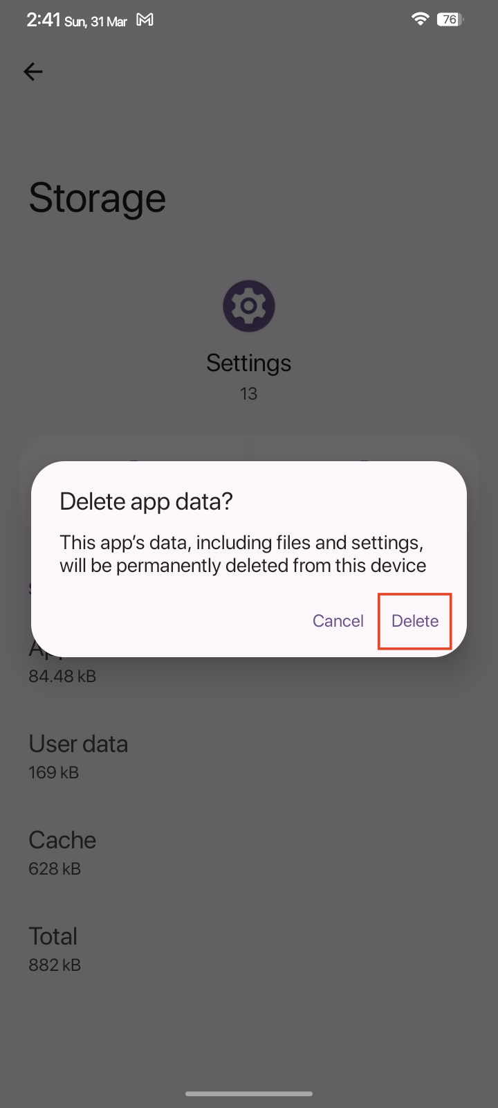 tap Delete to confirm