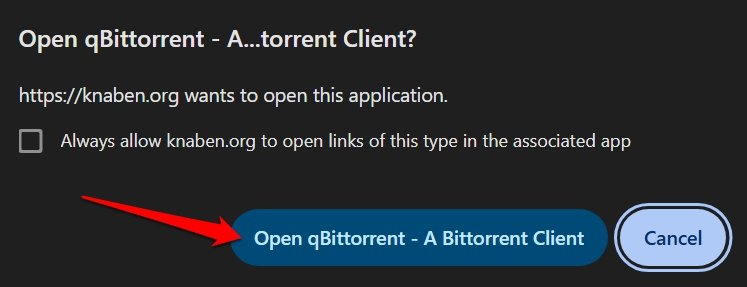 Torrent-Client öffnen, um den Magnetlink von Knaben zu erfassen