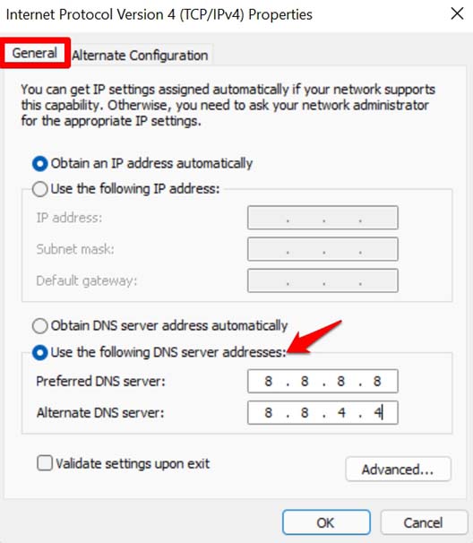 change DNS on Windows 11