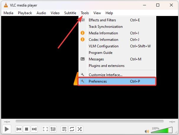 VLC - Ferramentas - Preferências