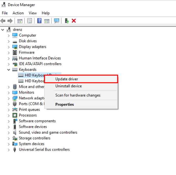 Aggiorna il driver della tastiera - Windows+Shift+S non funziona