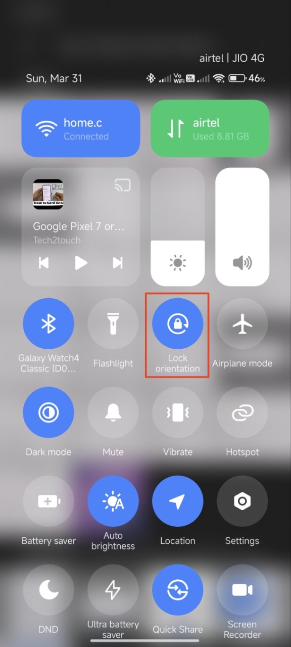 tap Lock orientation