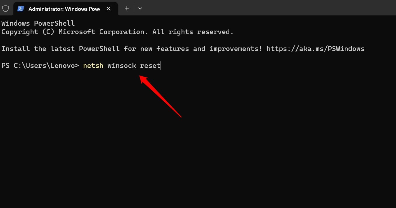 Windows winsockをリセット