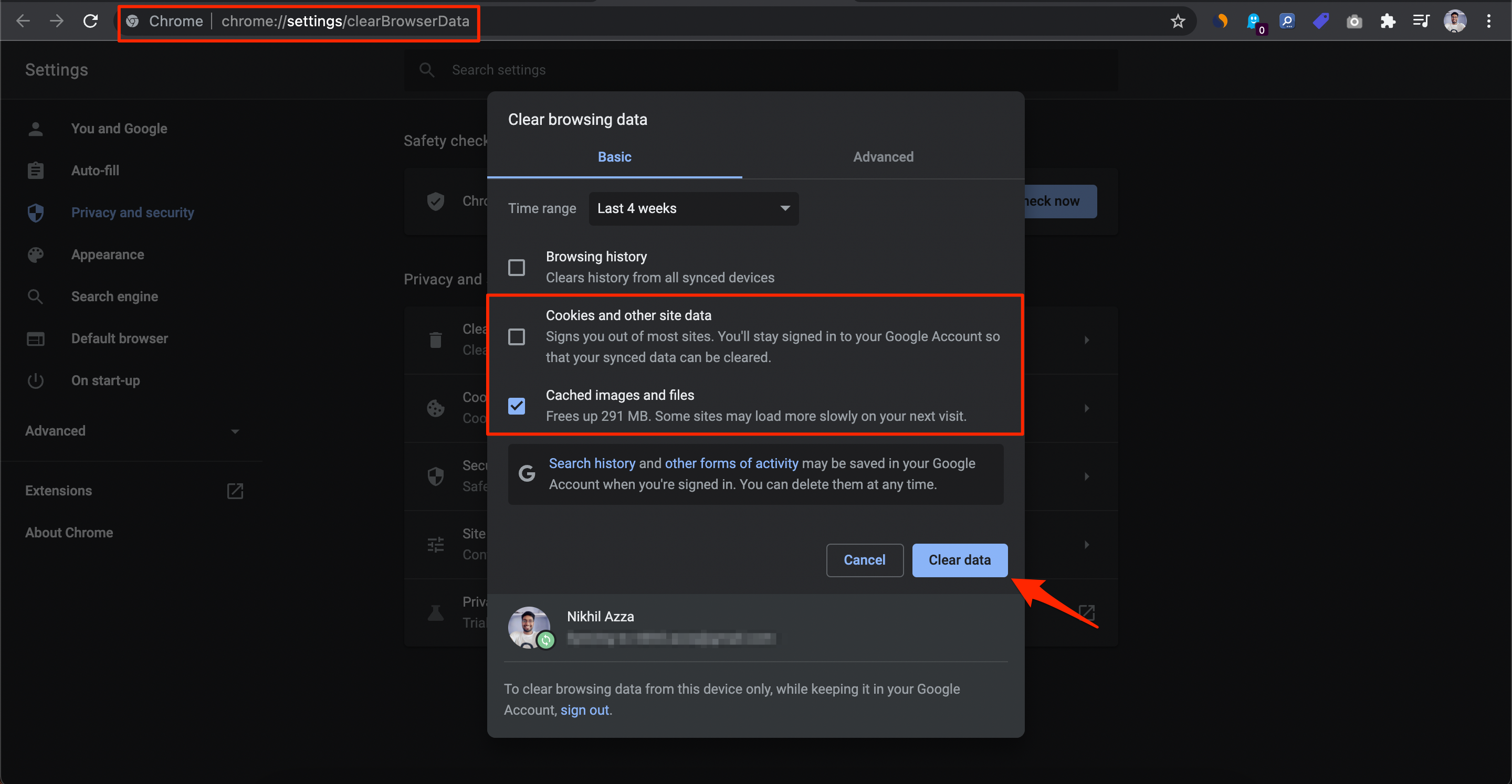 Google Chrome Cache löschen