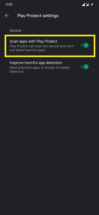 Escanear aplicaciones con Play Protect