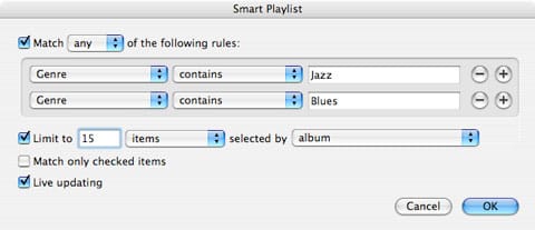 Gestionando el contenido de tu iPod con listas de reproducción inteligentes