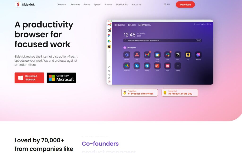 Sidekick Browser – Conçu pour le travail - Meilleur navigateur basé sur Chromium