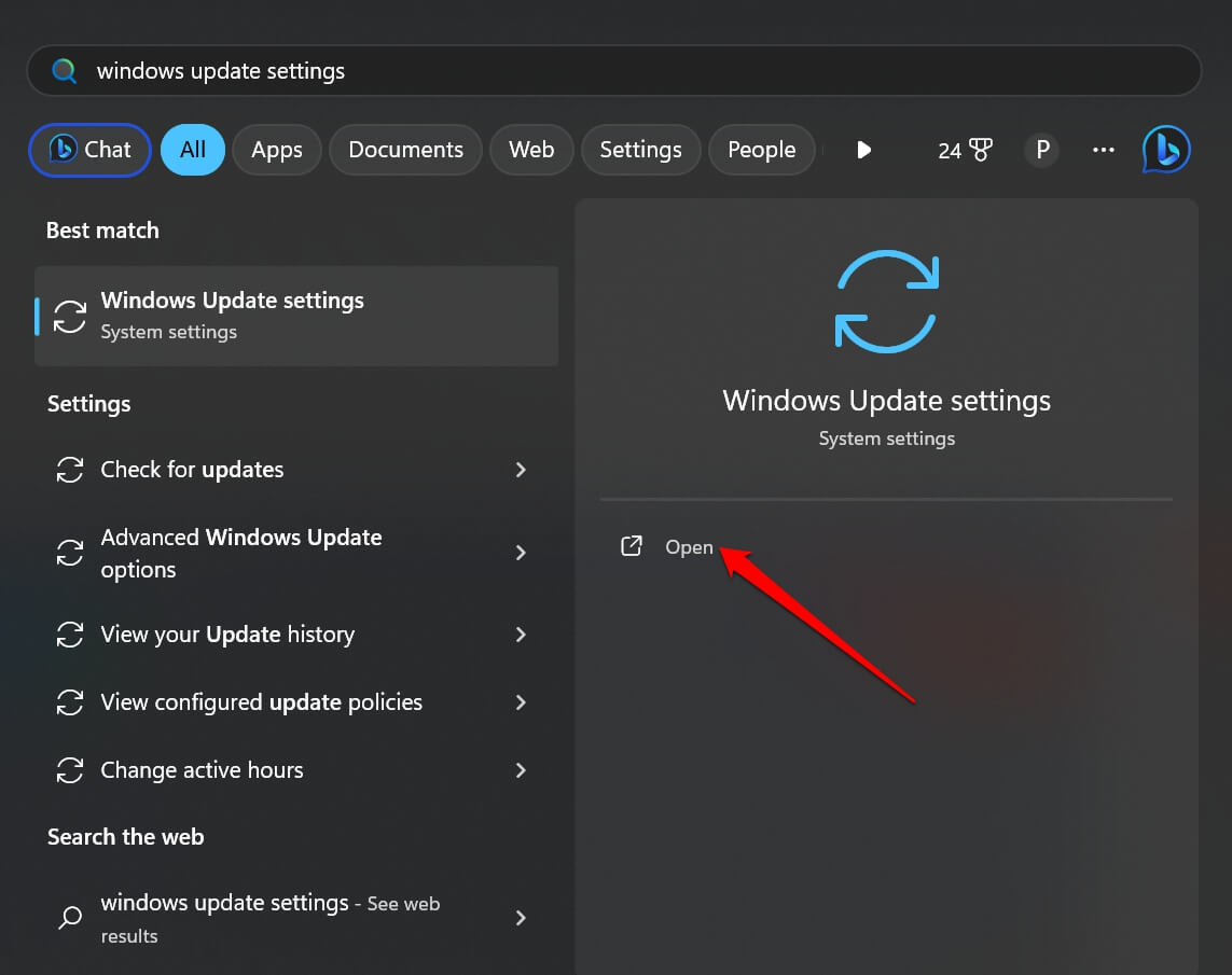 Die Windows-Update-Einstellungen öffnen