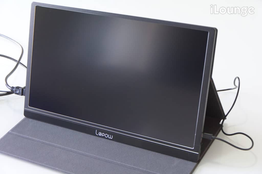 Questo è il Monitor Portatile Lepow con una custodia in pelle.