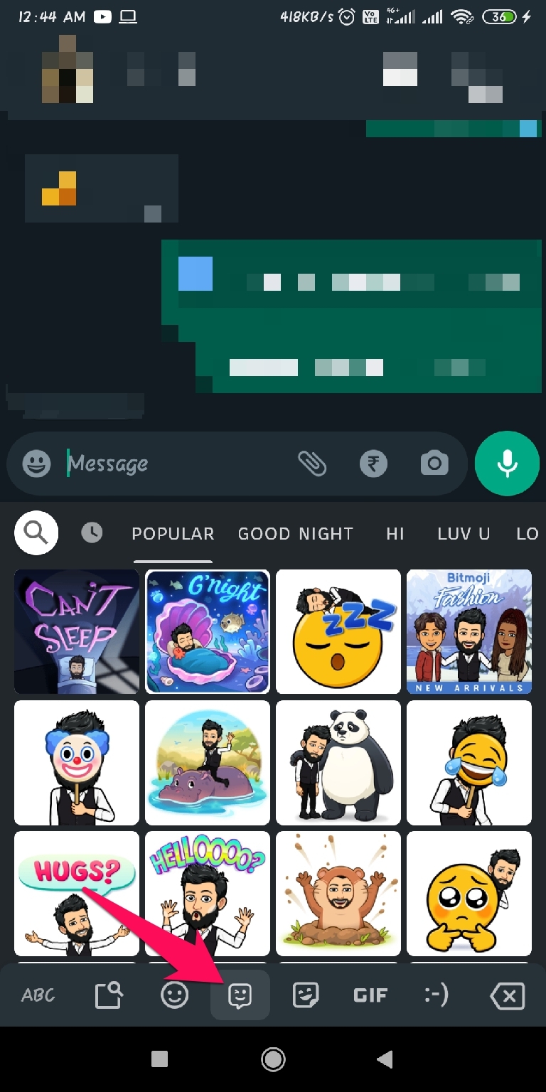 Bitmoji 버튼