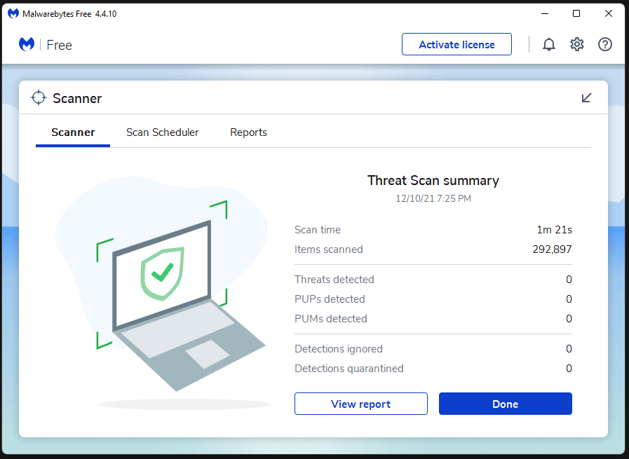 Malwarebytes Scanergebnisse