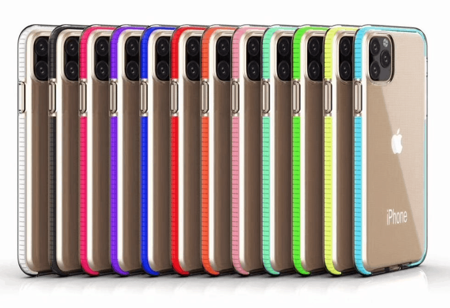iPhone 11、iPhone 11 Pro、iPhone 11 Pro Max用カラーフレームクリアケース