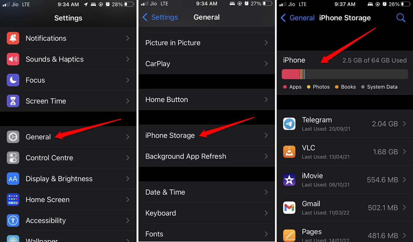 iPhoneストレージを確認する
