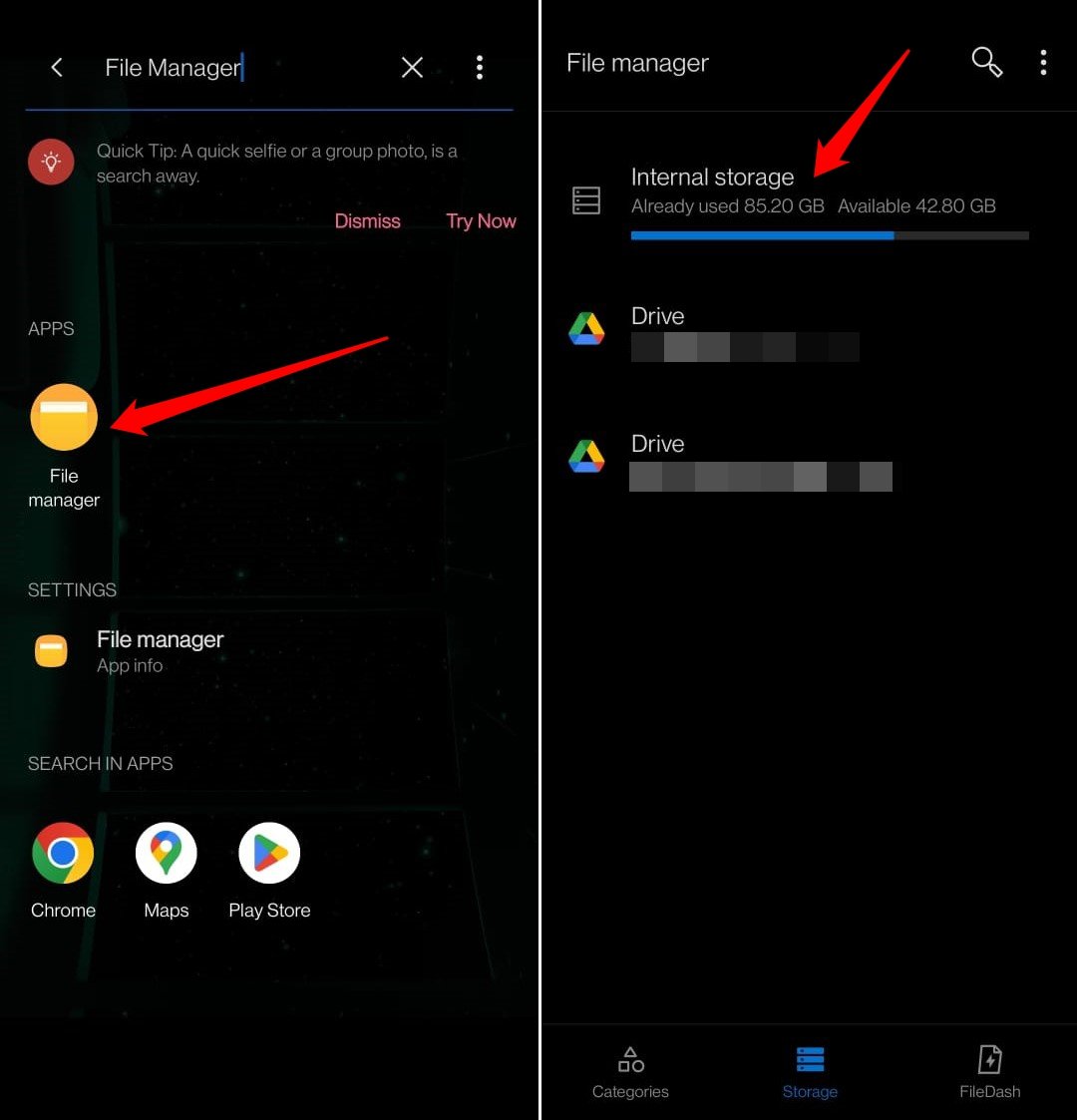 Interner Speicher des Android-Geräts