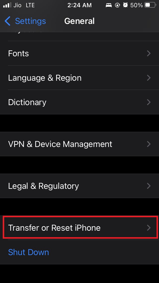 auf iPhone übertragen oder zurücksetzen tippen