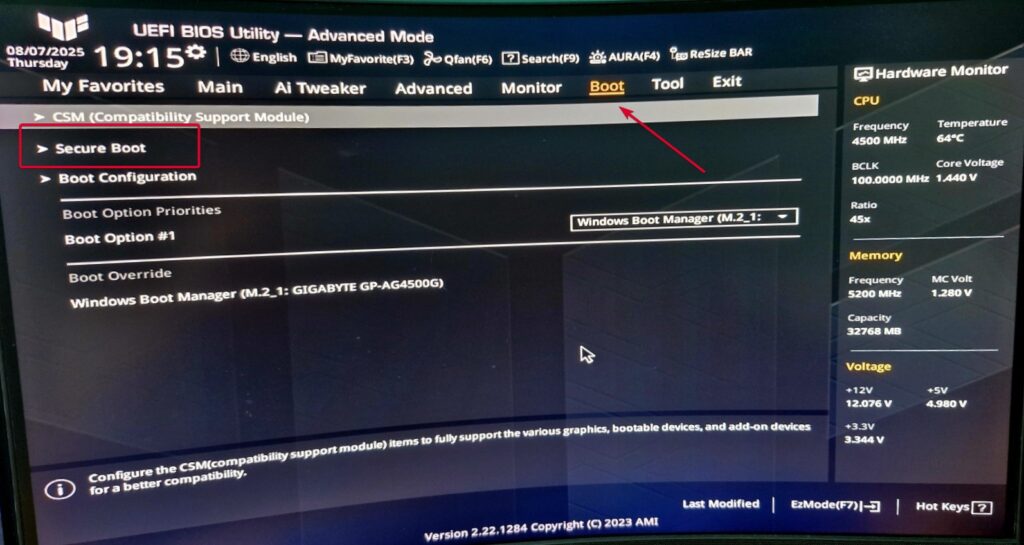 BIOS 부팅 설정