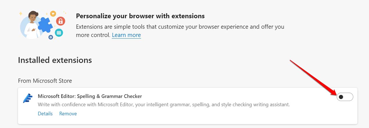 Browsererweiterung im Edge-Browser deaktivieren
