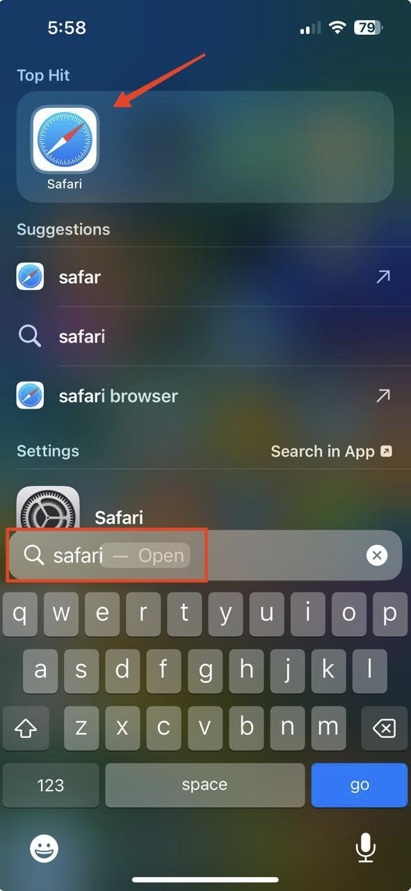 открыть Safari