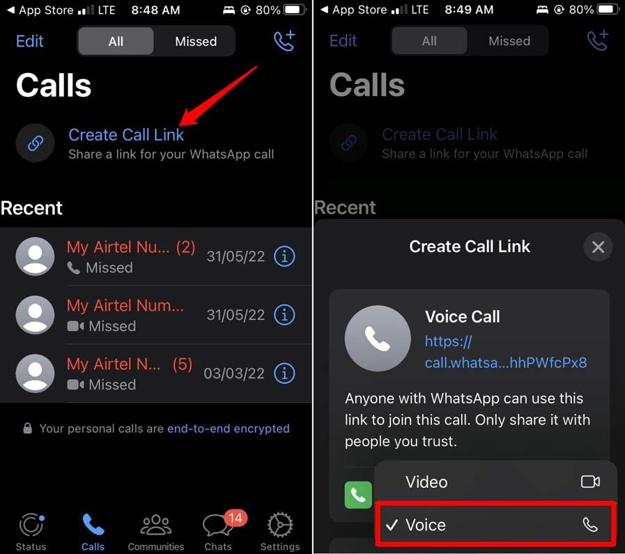 programmare una chiamata vocale su WhatsApp