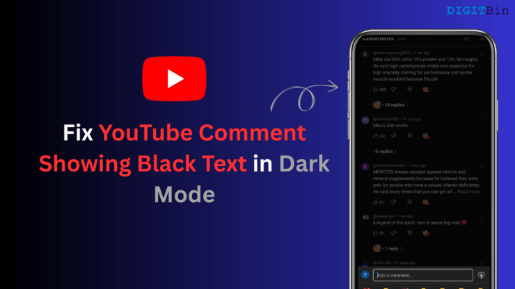 Commento di YouTube che mostra testo nero in modalità scura