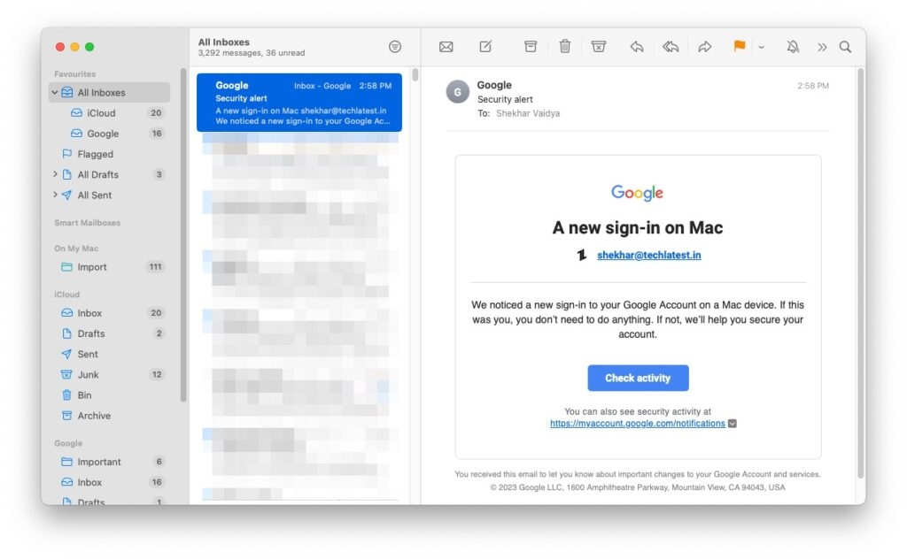 Application Mail Mac - Se déconnecter de Mail sur macOS