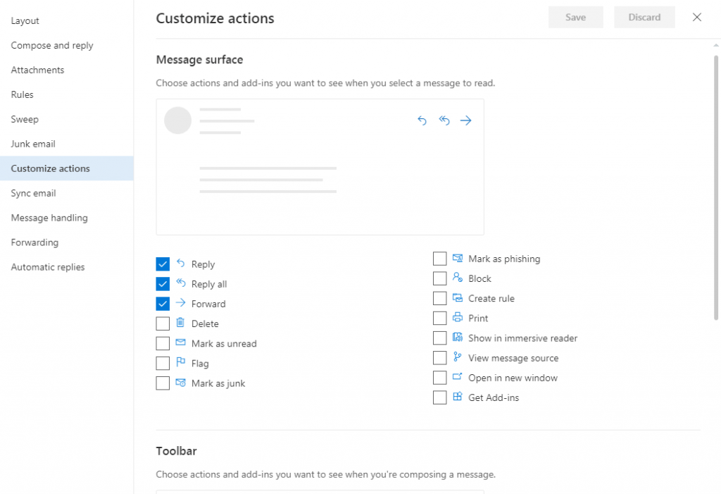 Opciones de Personalización de Configuración de Correo de Hotmail