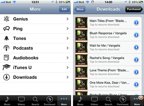 Rimozione delle tracce musicali disattivate dall'iPod touch