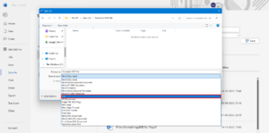 Choisissez pdf dans le menu déroulant