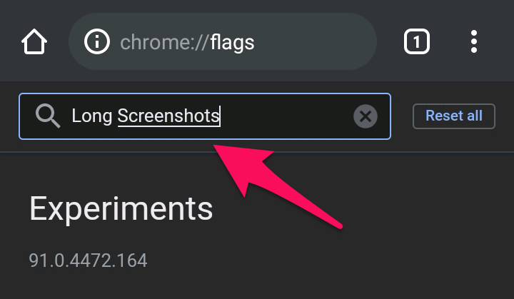 Geben Sie lange Screenshots in die Suchleiste ein