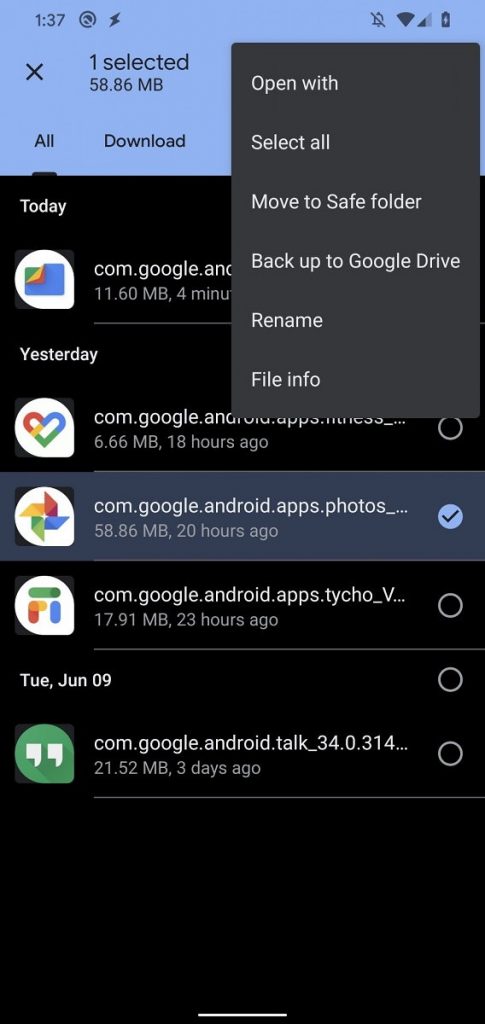 Safe Folder in Google Files