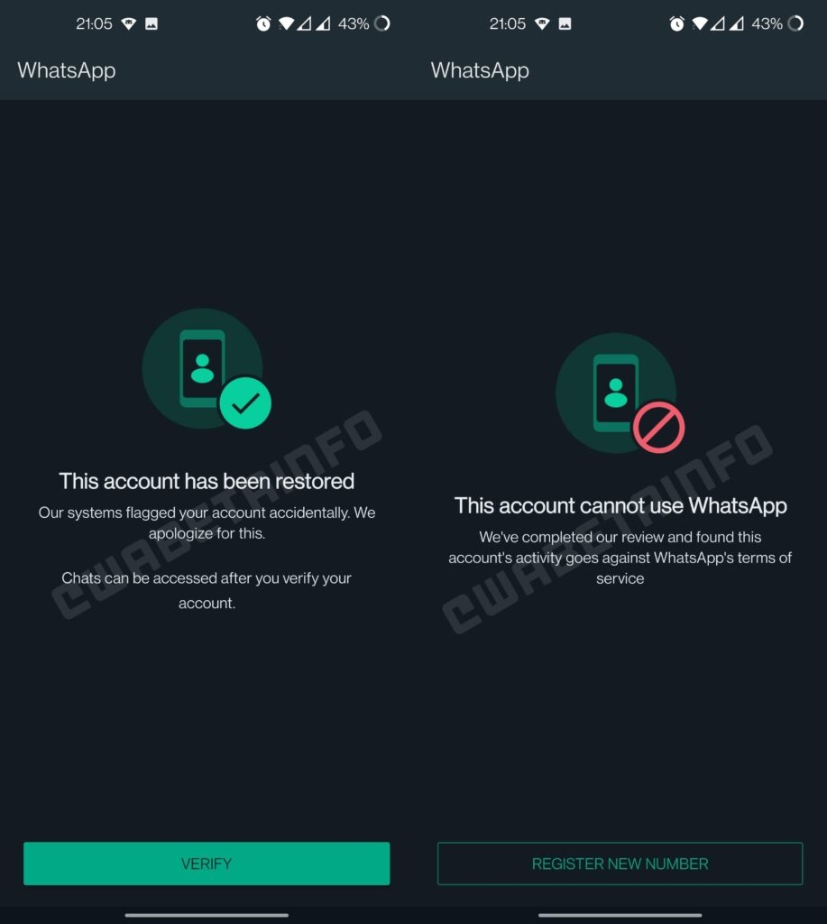 WhatsApp 내 번호가 차단되었습니다