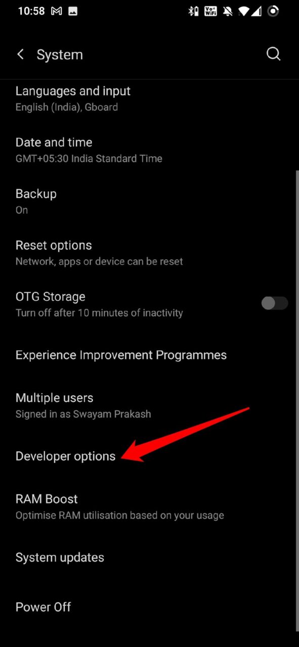 Opzioni sviluppatore Android