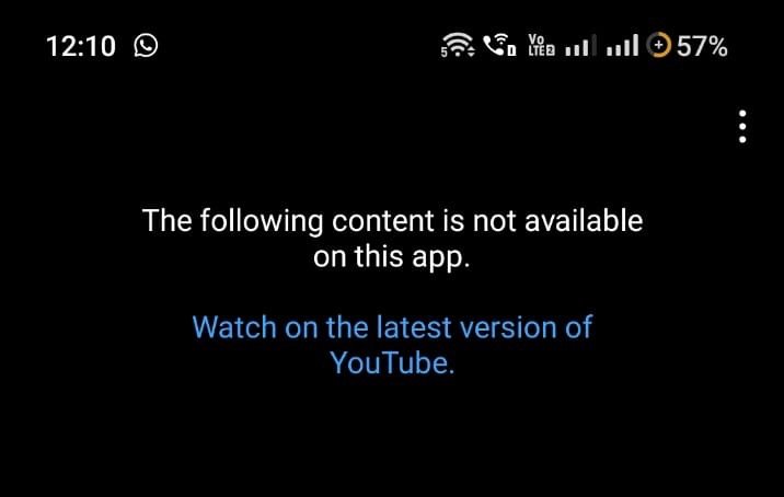 Il contenuto seguente non è disponibile su questa app, guarda l'ultima versione di YouTube