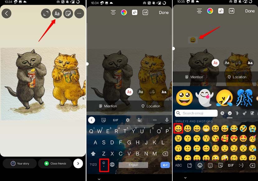 adicionar emoji a uma imagem a partir do texto no Instagram