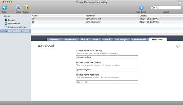 Désactivation des données sur iPhone 3G