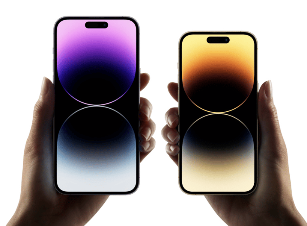 iPhone 14 Pro en Colores Púrpura y Dorado