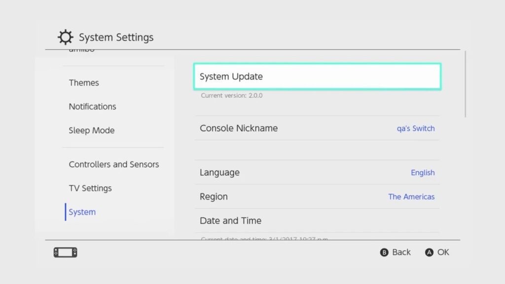 Atualizar Nintendo Switch 2