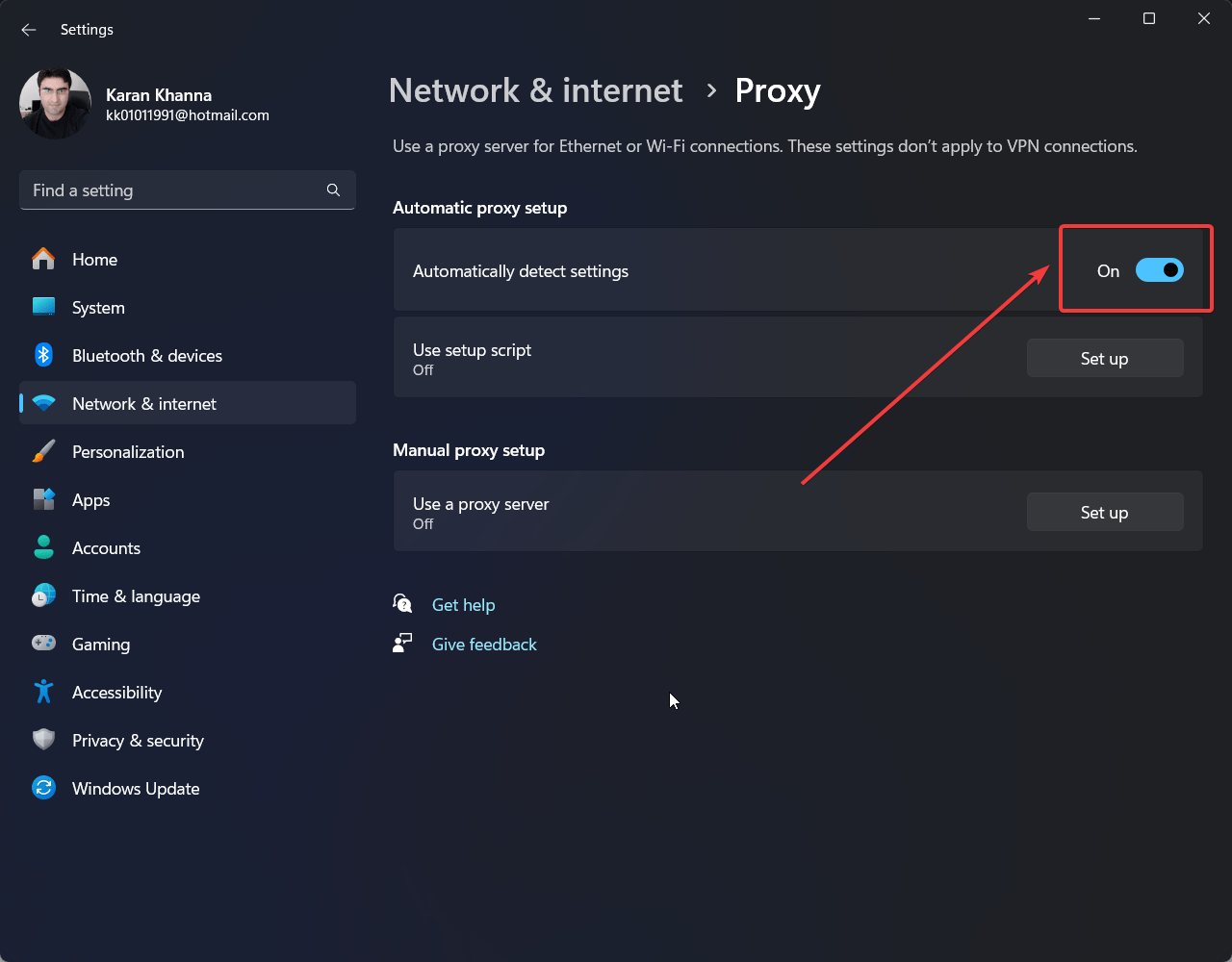 Disabilita proxy