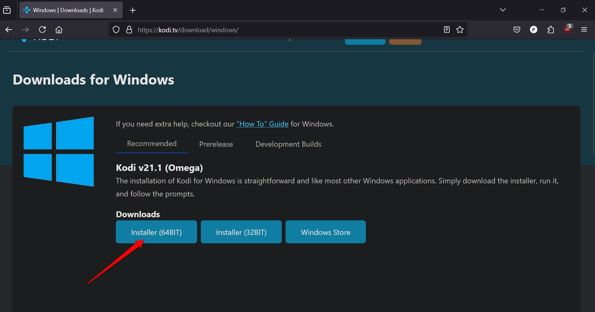 como instalar a versão mais recente do Kodi no Windows