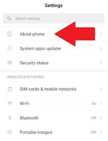 ve a Configuración>> Acerca del teléfono
