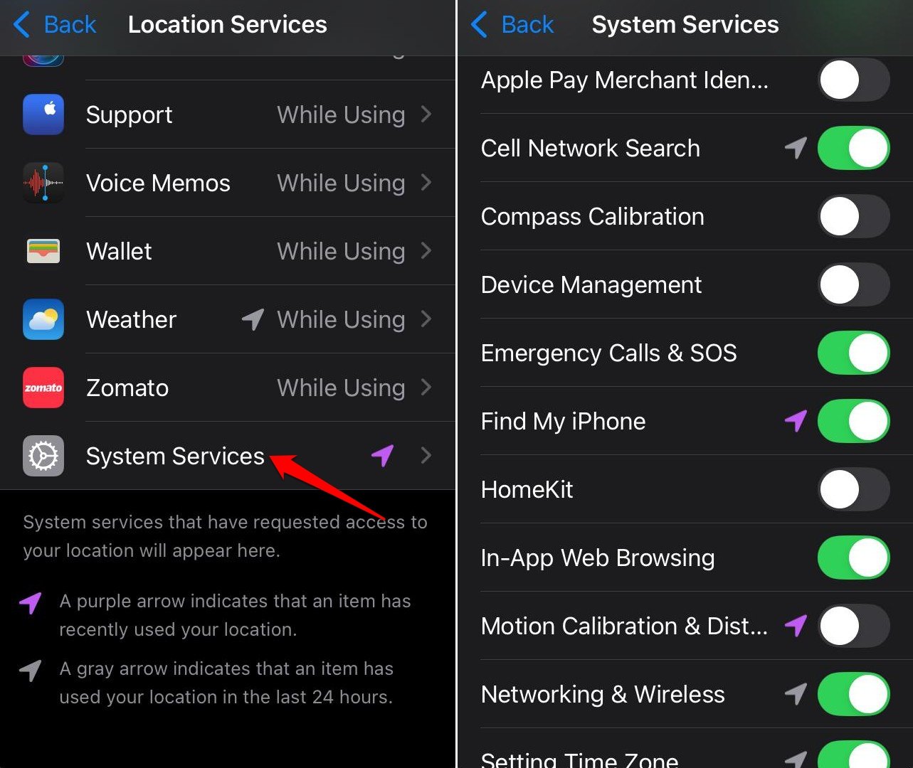 Systemdienst auf dem iPhone ausschalten