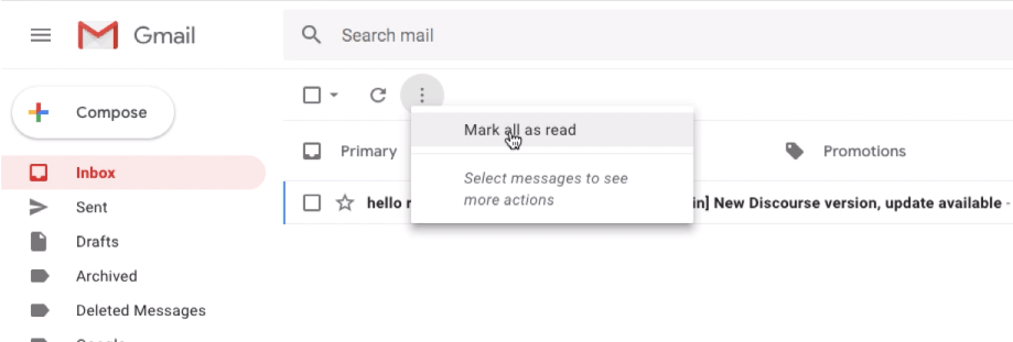Marquer tout comme lu dans la boîte de réception Gmail