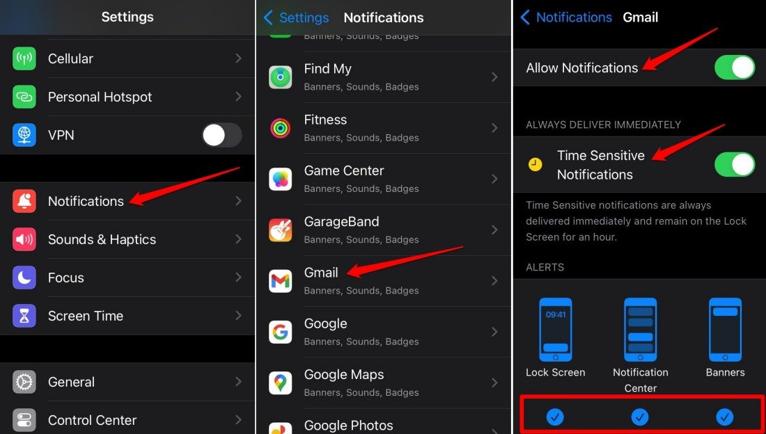 ativar todas as notificações para o aplicativo iOS