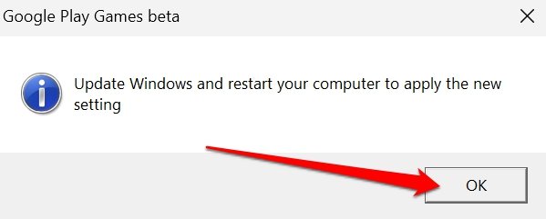 PC neu starten, um Hypervisor für Play Games zu installieren
