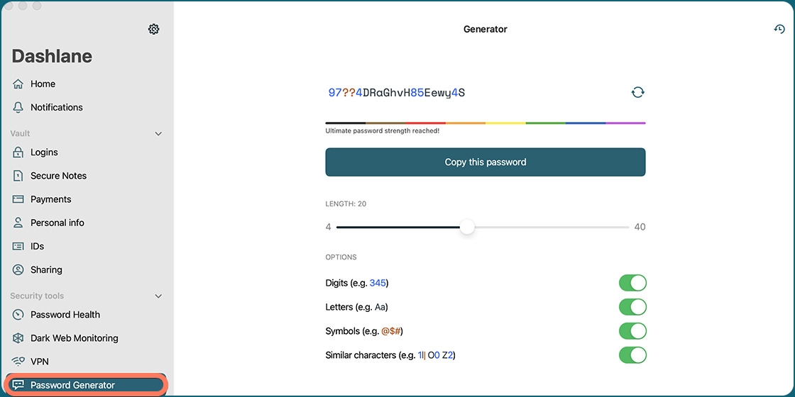 Genera Password - Recensione di Dashlane
