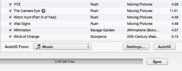 Compilazione automatica di un dispositivo da iTunes