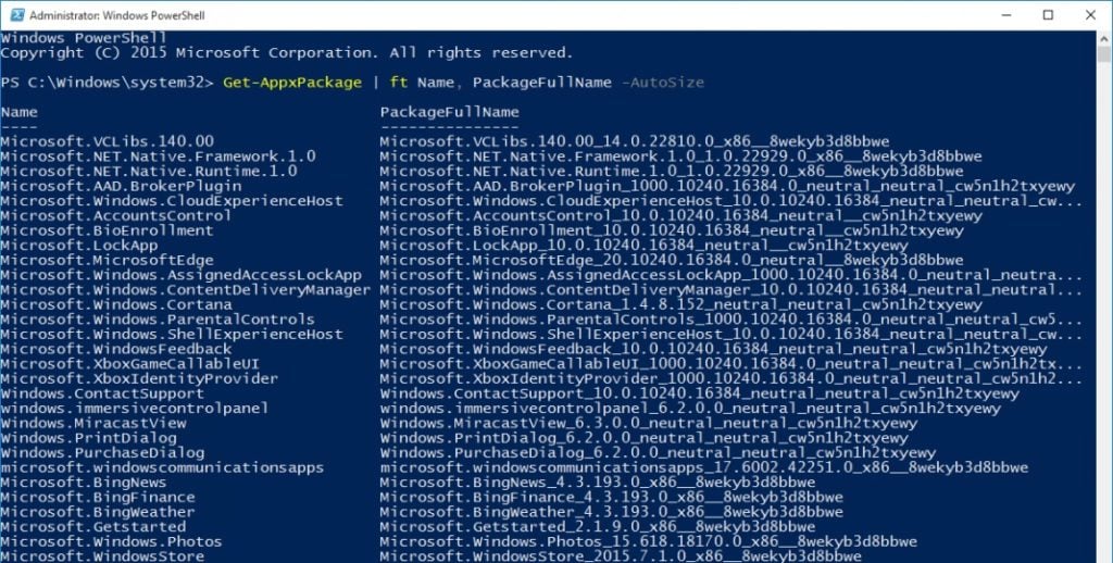 Come disinstallare le app integrate su Windows 10 usando powershell