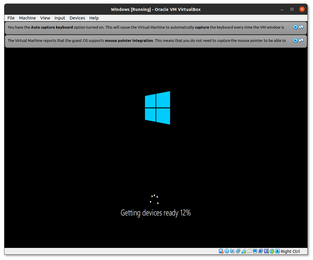 Windows commence à installer les pilotes et les fichiers nécessaires
