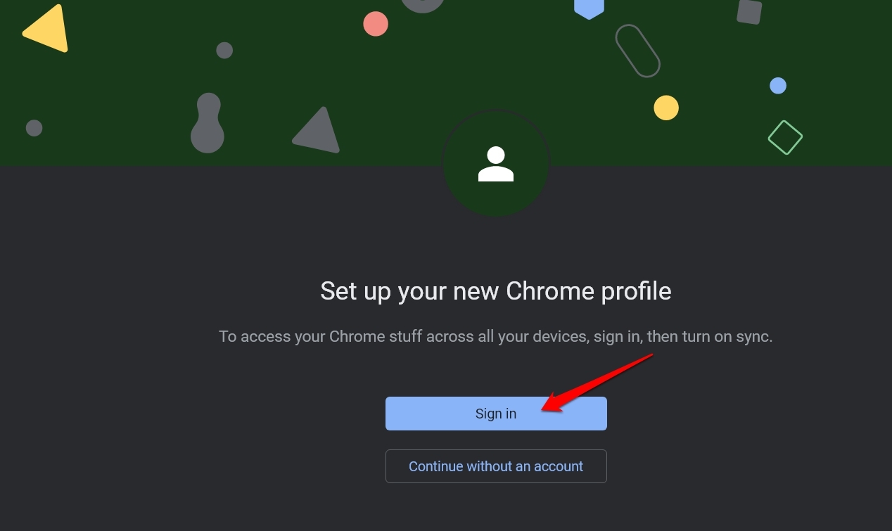 新しいChromeプロフィールを設定